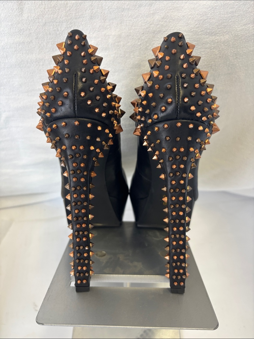 KG by Kurt Geiger Ezra Black Leather Studded Platform Pump